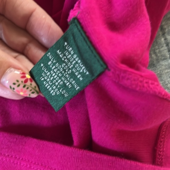 LAUREN RALPH LAUREN Embroidered Peacock 100% Cotton Scoopneck Tee Fuschia | 3X - Picture 6 of 8
